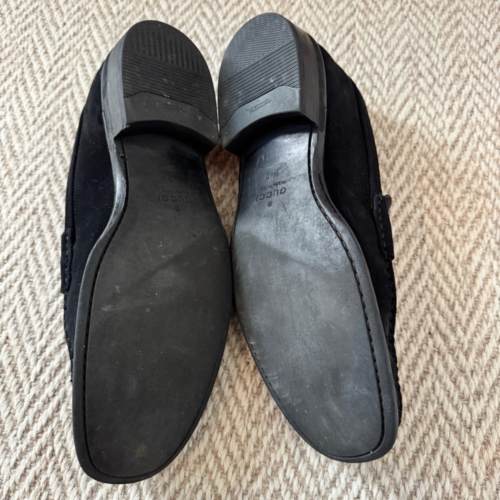Men’s Gucci Suede Black & Gold Horse Bit Loafers | Size 11.5 - Picture 3 of 7